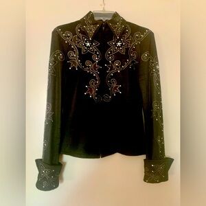 Ladies Black Rod’s with rhinestones Western Show top.